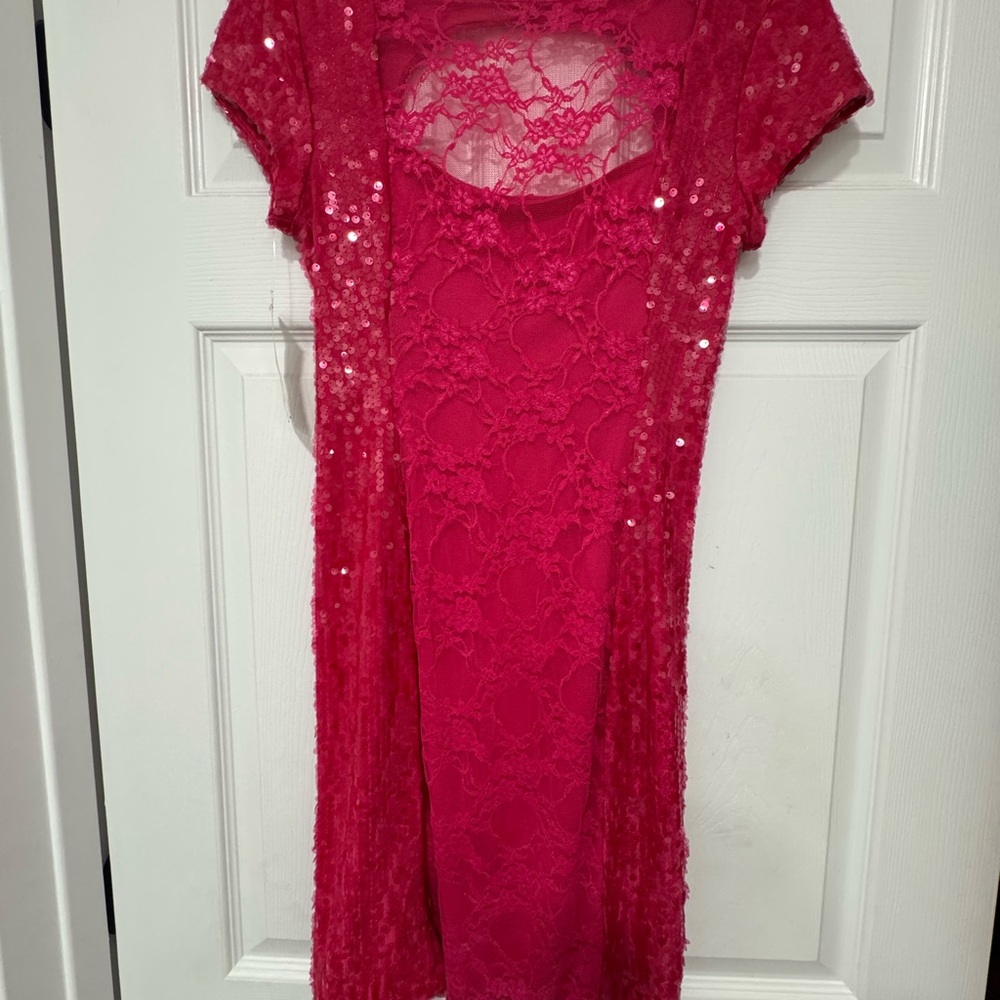 B Darlin Vibrant Pink Dress with Keyhole